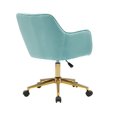 thumbnail image 4 of Velvet Home Office Chair, 360 Degree Desk Chair with Arm and Gold Metal Legs, Height Adjustable Computer Chair Leisure Vanity Chair for for Bedroom, Living Room and Office, Light Green, 4 of 7