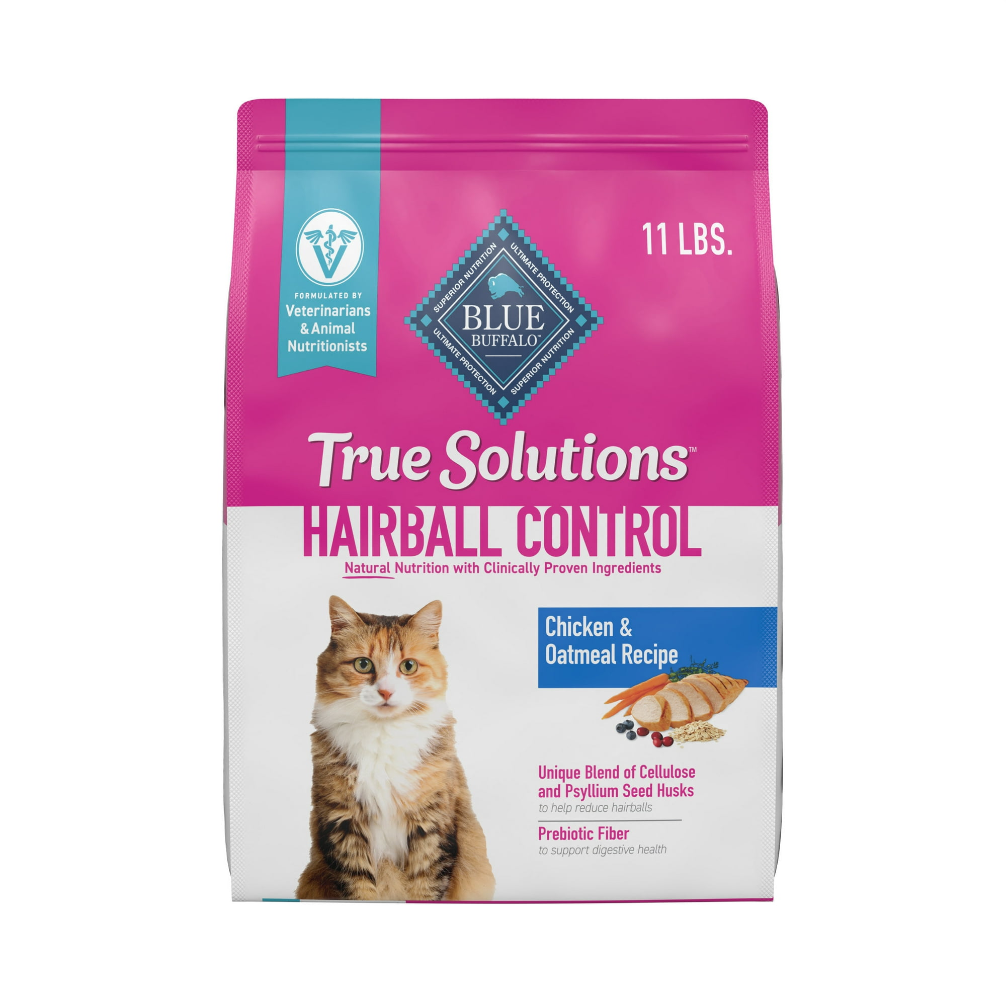 Blue Buffalo True Solutions Hairball Control Natural Dry Cat Food, Chicken, 11-lb. Bag