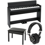 Korg LP-380 88-Keys Grand Digital Piano, Black, Bundle with BB1 Piano Style Bench and TAPH100 Studio Monitor Headphones