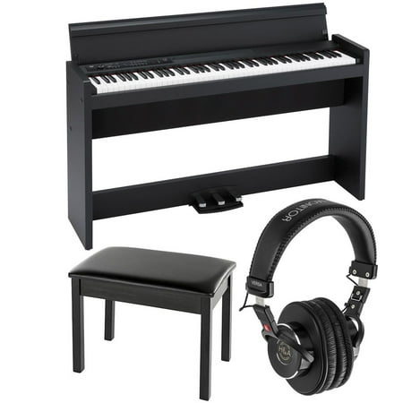 Korg LP-380 88-Keys Grand Digital Piano, Black, Bundle with BB1 Piano Style Bench and TAPH100 Studio Monitor Headphones