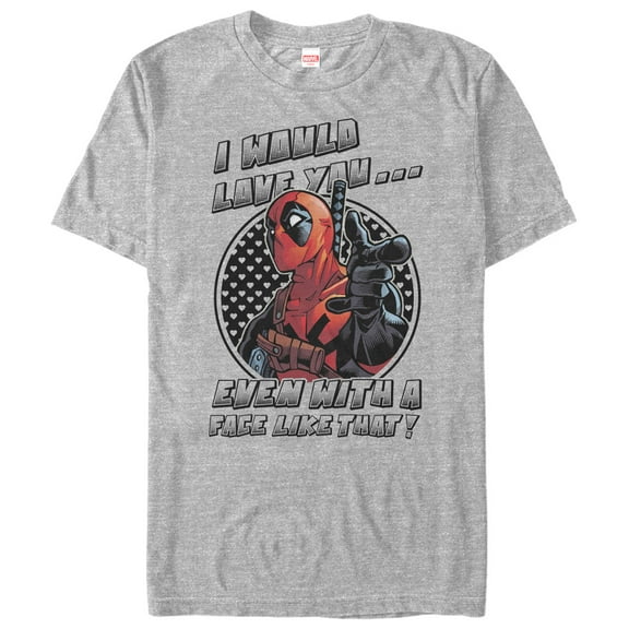 Men's Marvel Deadpool Love You With a Face Like That  Graphic Tee Athletic Heather X Large