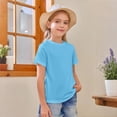 thumbnail image 2 of Lumtrix Girls Shirts Short Sleeve Soft Cotton T-Shirts Plain Tees Loose Fit Tops Clothes For Teen Girls Light Blue 100, 2 of 5