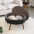 thumbnail image 3 of Round Wooden Coffee Table with Storage Carved Tabletop End Table Modern Side Table for Living Room Sofa, Chairs (Black Edge Large), 3 of 6