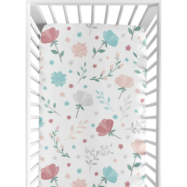 Sweet Jojo Designs Floral Rose Flowers Girl Fitted Crib Sheet Baby or ...