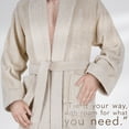 thumbnail image 5 of 100% Cotton Turkish Bathrobes, Soft Absorbent Lightweight Men Robes, Large, Beige, 5 of 9
