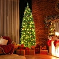 thumbnail image 4 of Costway 6.5Ft Pre-lit Hinged Pencil Christmas Tree w/Pine Cones Red Berries & 250 Lights, 4 of 12