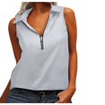 thumbnail image 1 of Blusa de tirantes de color sólido con cuello en V y cremallera sin mangas informal a la moda para mujer Pompotops  lopia999257, 1 of 9