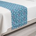 thumbnail image 2 of Floral Bed Runner, Continuous Lace Look Doilies Pattern Floral Motifs, Decorative Accent Bedding Scarf for Hotels Homes and Guestrooms, Twin, Indigo Sea Blue, by Ambesonne, 2 of 2