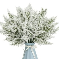 20Pcs Artificial Pine Needles Branches, 12.4" Snow Christmas Greenery Stems Green Plants Fake Pine Sprigs Faux Pine Leaves Picks Crafts Sprays for Xmas Holiday Wedding Home Wreath Decor