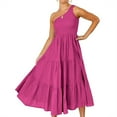 thumbnail image 3 of VONKY Robe Longue Femme Décontractée Plissée Midi Robe d'Été Fête Danse Plage Vacances Bureau Mode Adolescents Vêtements d'Été Blanc S Rose Rouge S, 3 of 6