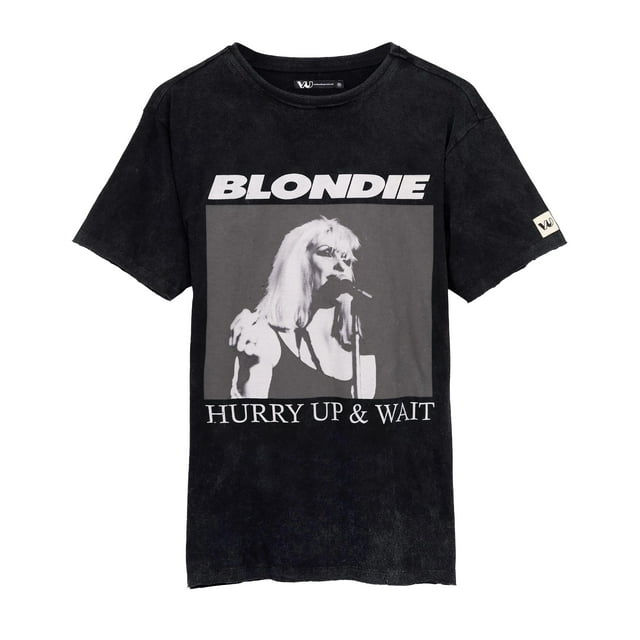 Blondie - Camiseta Hurry Up & Wait para Adultos Unisex (Negro, Blanco)