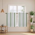 thumbnail image 3 of Sage Green Stripe Kitchen Curtains, Geometric Grey White Vertical Striped Light Filtering Window Curtain Panels, 2Pcs Rod Pocket Window Treatments Set for Study Room Bathroom Bedroom 52x54 Inches, 3 of 9