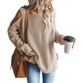 thumbnail image 2 of Lindreshi Long Sleeve Shirts for Women Clearance Fashion Sexy Women's Casual Long Sleeve Solid Ladies Knitted Sweater Tops, 2 of 5