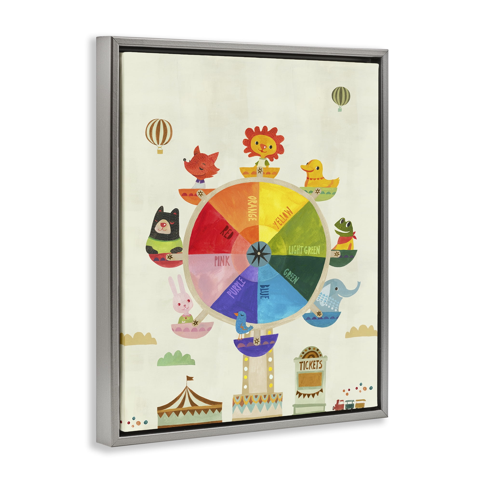 Stupell Industries Educational Hue Ferris Wheel Education Painting Gray Floater Framed Canvas Art Print Wall Art, 17 x 21