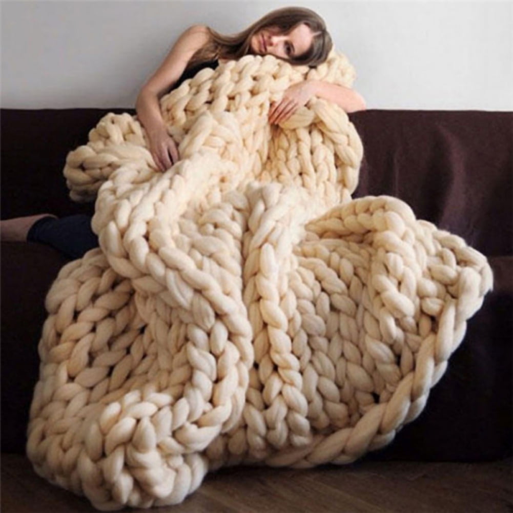 Large Sofa Chunky Knit Yarn Warm Blanket Thick Bulky Knitted Throw Home Decor Walmart