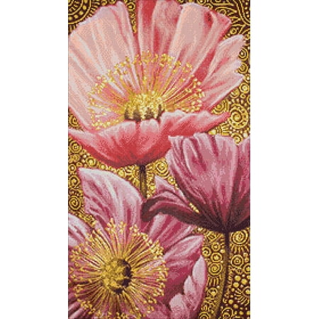 UPC: 4630103941618 | Diamond Painting Kit Three Pink Poppies Crafting Spark 27.56 x 14.9 in CS2562 Flowers Yellow