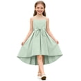 thumbnail image 6 of OGLCCG Teens Girl's Dresses with Bow Belt Mesh Tulle Sleeveless Casual Holiday Sundress High-Low Wedding Princess Dress 5-16 Years, 6 of 6