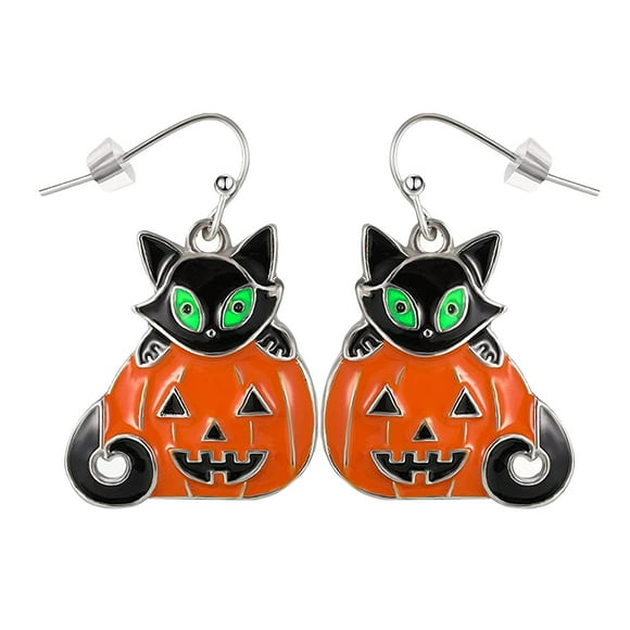 1 Pair Women Earrings Halloween Pumpkin Cat Earrings Girls Ear Jewelry Decors