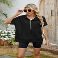 thumbnail image 5 of LYMAYTER Hoodies Short Sleeve for Women Casual Loose Oversized Half Zip Hoodies with Pockets Top for S-2XL, 5 of 10