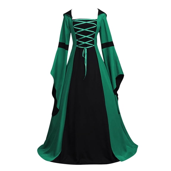 Women's Dress Retro Style Trumpet Sleeve Long Floor Length Gothic Attire for Special Events and Themed Parties