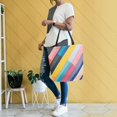 thumbnail image 4 of FORMRS Womens Canvas Tote Bag with Zipper Inner Pocket Shoulder Handbag, Color Striped, 4 of 7