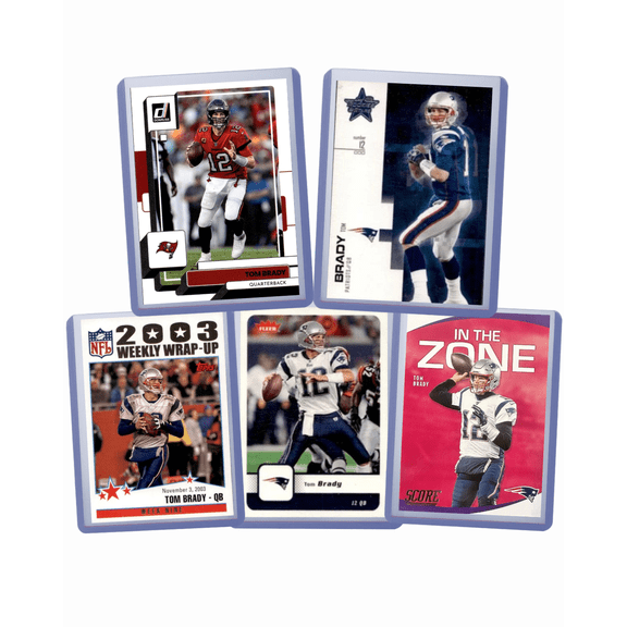 Tom Brady 5-Card Assorted Lot – Topps, Panini, Upper Deck – NFL Football Cards