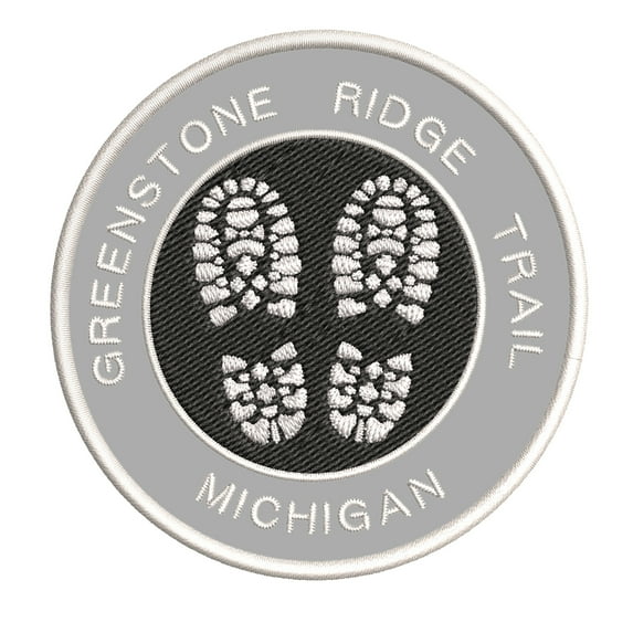 Go Trekking! At Greenstone Ridge Trail, Michigan 3.5 Inch Iron Or Sew On Embroidered Fabric Badge Patch Hiking Trails Iconic Series