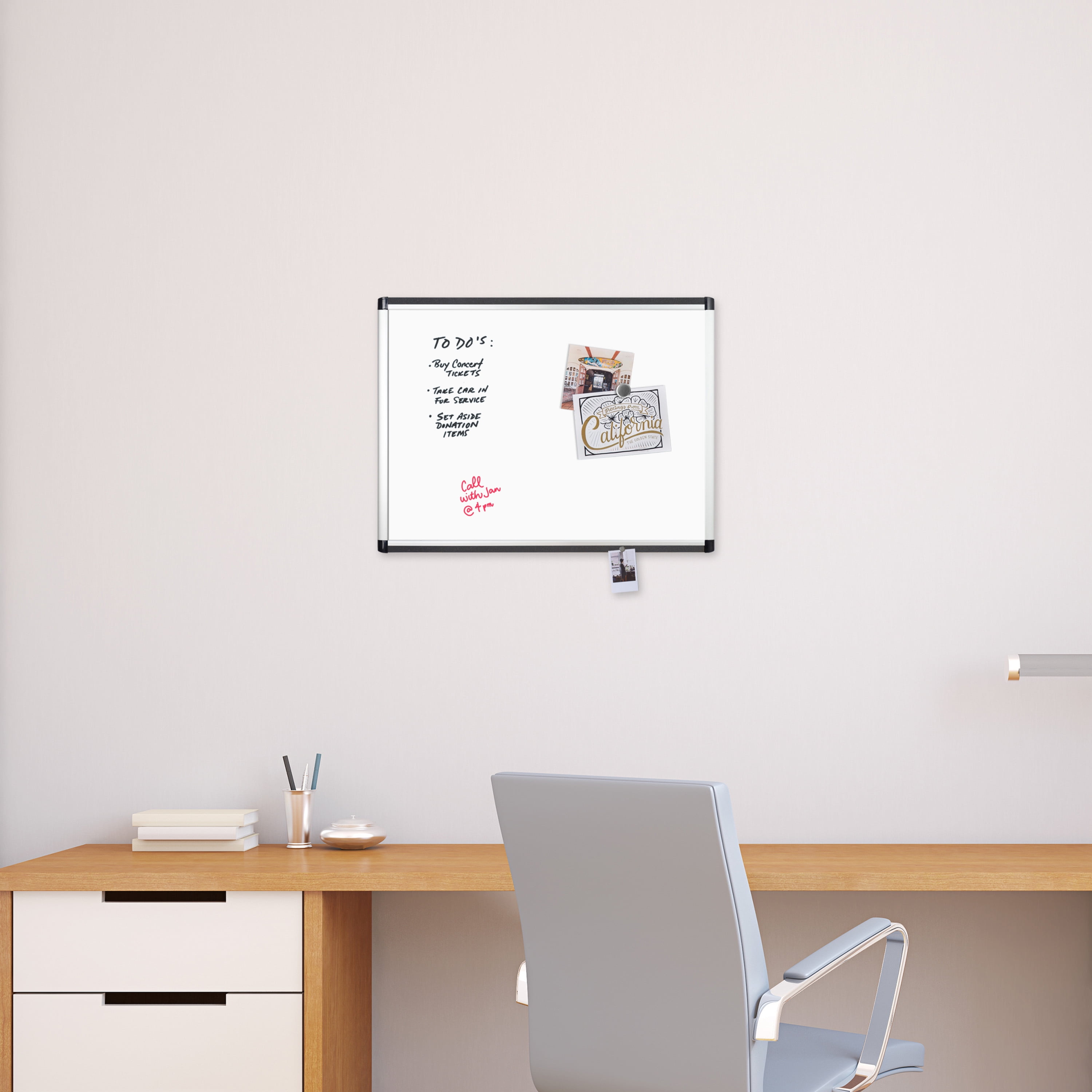 U Brands Pinit Magnetic Dry Erase Board, 24" x 18",  White, Cork Strip