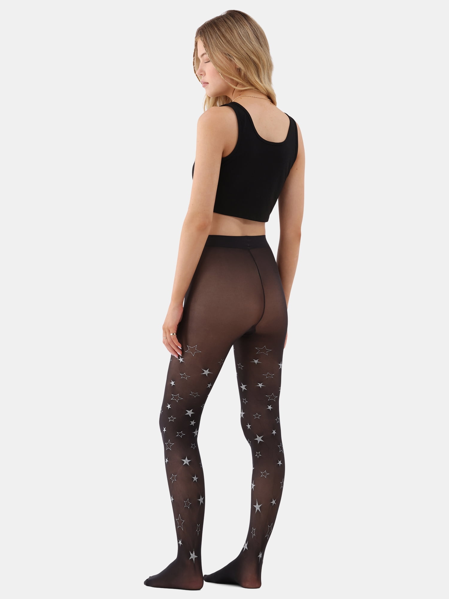 No Boundaries Star Pattern Sheer Tights for Women, Sizes S-3XL