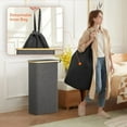 thumbnail image 5 of 65L Slim Laundry Hamper with Lid, Narrow Laundry Basket with Removable Bag & Bamboo Handles, Fodable Thin Dirty Clothes Hamper for Laundry Collapsible Bin for Bathroom Bedroom Dorm, Dark Gray, 5 of 9