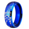 thumbnail image 1 of 8mm Width Blue Dome Tungsten Carbide Ring Computer Circuit Pattern Ring Wedding Ring and Engagement ring-Free Engraving Inside (9), 1 of 2