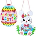 thumbnail image 3 of Easter Glitter Door Decorations Happy Easter Egg Hunt Wooden Hanger Easter Egg Bunny Hanging Door Wall Welcome Sign for Home Indoor Outdoor Easter, 3 of 6