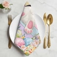 thumbnail image 2 of Easter Cloth Napkins, Colorful Wooden Grain Easter Bunny Eggs Farmhouse Flower Washable and Reusable Dinner Napkins Set of 8, Table Napkin for Kitchen Party Birthday Wedding Hotel 20"x20", 2 of 9