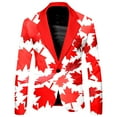 thumbnail image 5 of Canada Day Tuxedo Suits for Men 2 Piece Maple Leaf Printed Lapel V Neck One Button Blazer and Pant Matching Sets for Holiday Party Events, 5 of 6