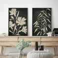 thumbnail image 2 of IDEA4WALL Framed Canvas Print Wall Art Set Elegant Botanical Beige Florals in Dark Illustration Minimalism Nature Plants Pattern Modern Art Wall Decor Nordic for Home Decor - 24"x36"x2 Black, 2 of 5
