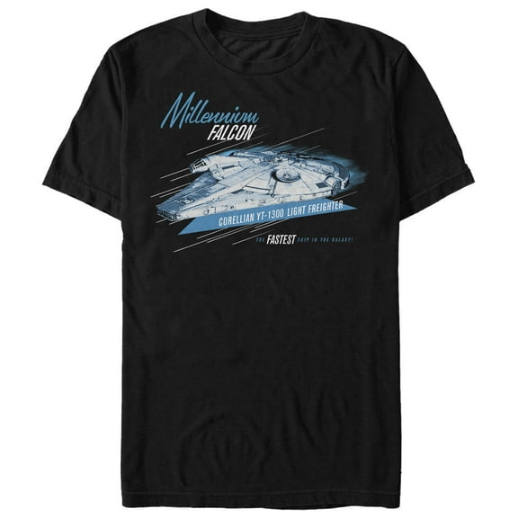 Men's Solo: A Star Wars Story Millennium Falcon Fastest Ship Graphic Tee Black Medium
