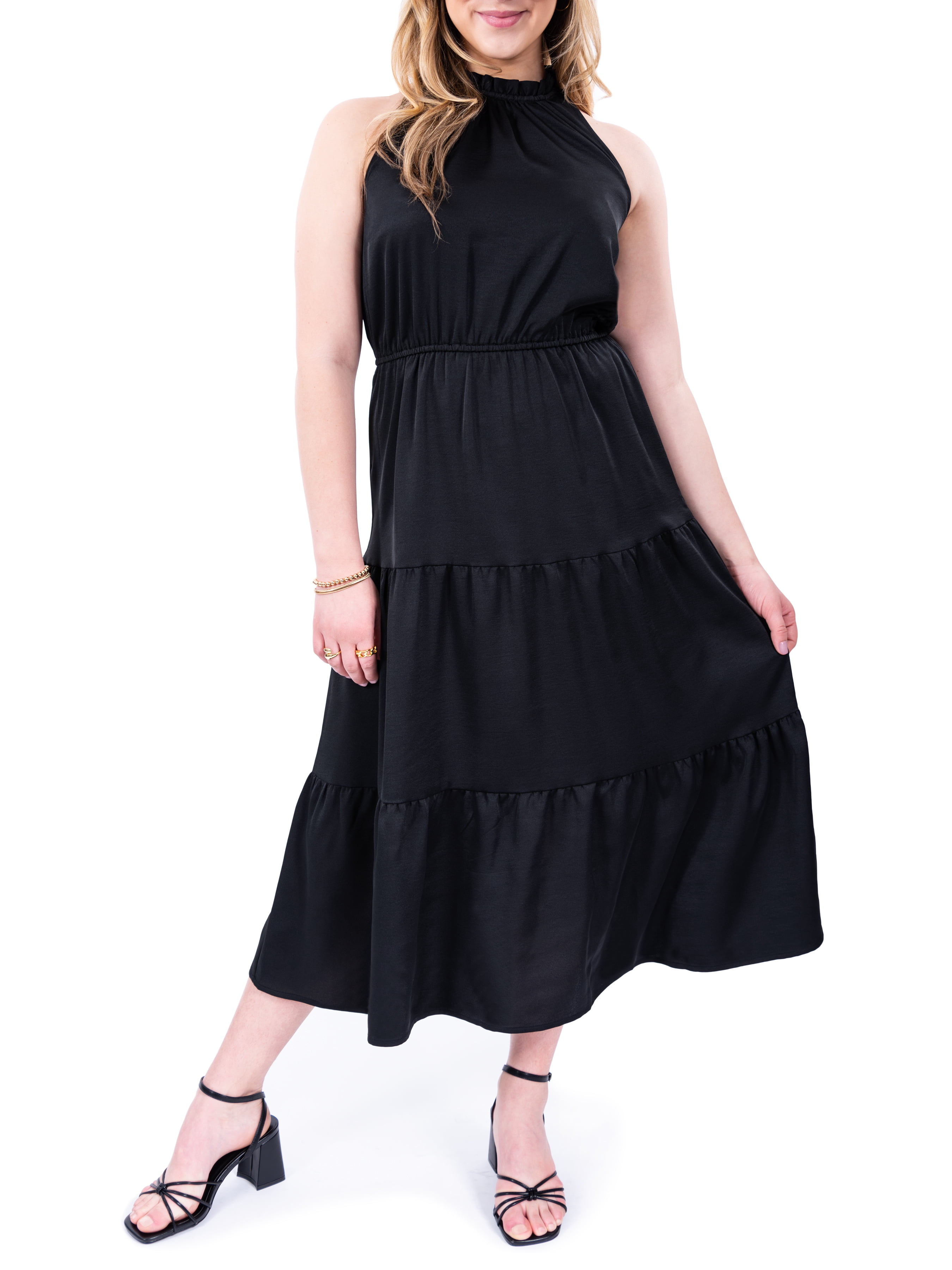Nine.Eight Women's Satin Halter Midi Dress, Sizes XS-XXXL