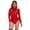 Red, variant on Women Shiny Leather Bodysuit, Sexy Zipper Open Breast, Glossy PVC Leather, Long Sleeve Latex Leotard