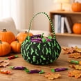 thumbnail image 4 of CRAGRSI LED Lighted Knitted Halloween Bags Candy Bags for Kids Halloween Party Favors 6.3 x 5.1 Inch Green, 4 of 7
