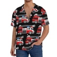 thumbnail image 7 of Lsque Fire and Rescue Truck print Men's Cuban Collar Short Sleeve Shirt Summer Beachwear Casual Button Down Fashionable Vacation Leisure Shirt-4X-Large, 7 of 7