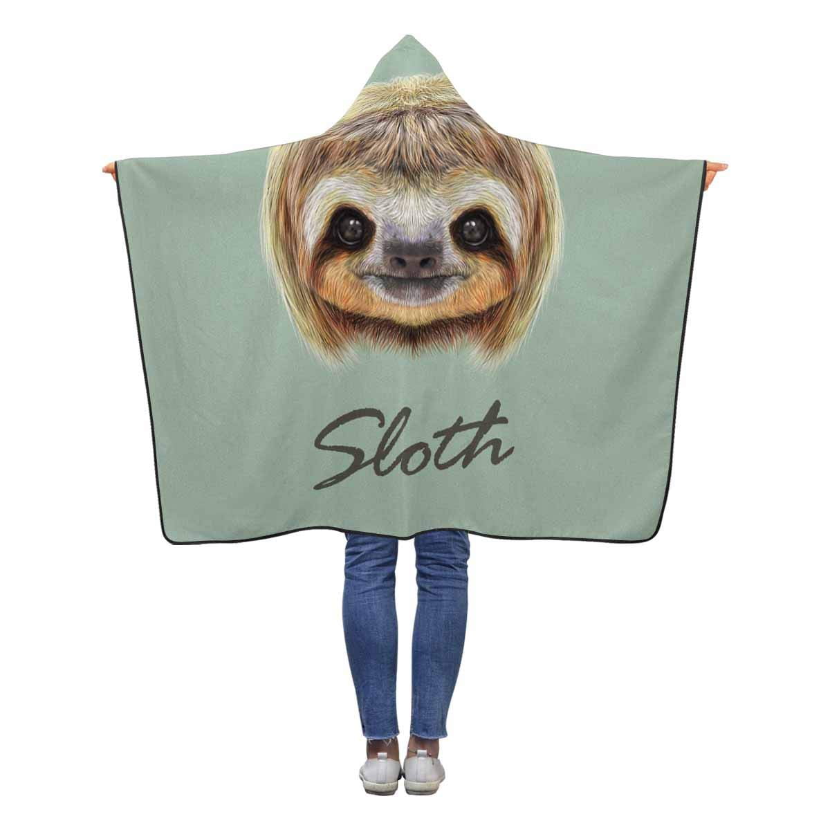 ASHLEIGH Cute Sloth Face Hooded Throw Blanket 40x50 inches Toddler Kid