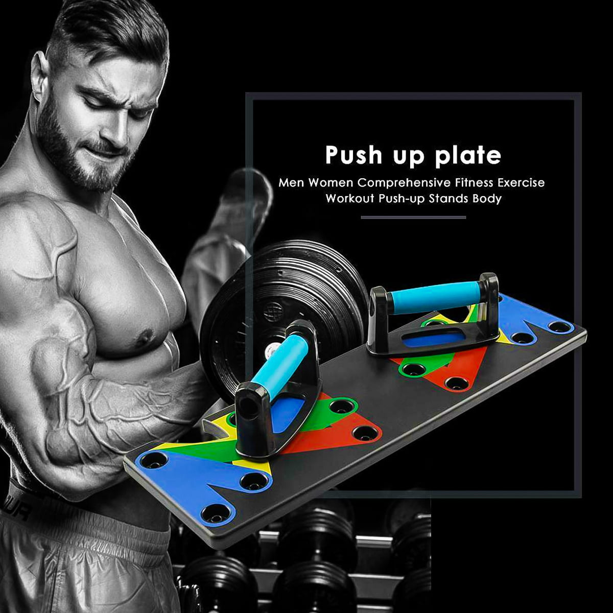 welltop Push Up Rack Board 9 in 1 Foldable Push Up Training System Colour Coded Body Building Stands Board with 2 Sweat-absorbent Towels Exercise Shoulder Back Triceps Chest Muscles