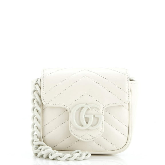 Pre-Owned GG Marmont Flap Belt Bag Matelasse Leather Mini By Rebag