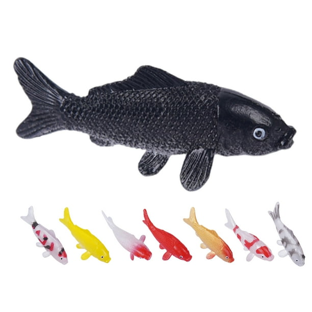 ColoMX 8 minifiguras de peces: Figuras en miniatura de peces koi - Estatuas japonesas de peces dorados, esculturas de carpa de PVC, suministros para jardines de hadas y decoración de micropaisajes.