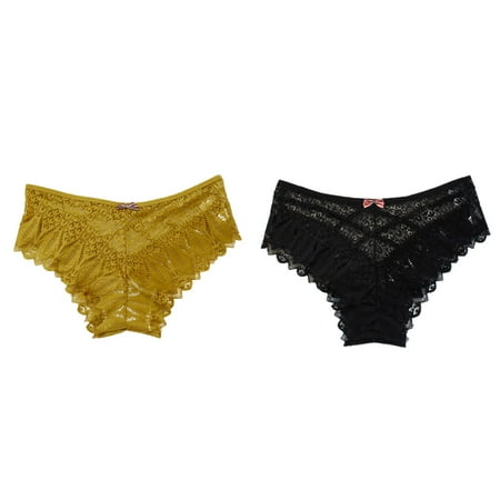 (2-Pack) Kcodviy Panties for Women Crochet Woman s Lace Up Panty Animal Print for Women Hollow Out Underwear