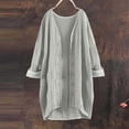 thumbnail image 2 of Lutiedan Long Sleeve Cardigans for Women Cotton Button Down High Low Cardigan Fall Casual Baggy Solid Cardigan,Gray,L, 2 of 6