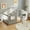 Gray, variant on Twin Size Montessori Floor Bed, Wood House Bed Frame with 8 LED Light Strips and Double Windows, Playhouse Floor Bed without Slats, Easy to Assembly, Gray