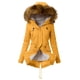 thumbnail image 1 of Abrigo de algodón para mujer, más terciopelo, grueso, cálido, de algodón, con cuello de piel y capucha, para otoño e invierno, resistente al frío, 1 of 5