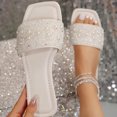 thumbnail image 6 of Wensltd Women's Square Toe Flat Sandals with Metal Chain Summer Casual Fashion Sandals for Daily Outdoor Wear Beige, 6 of 8