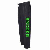 Adult Soccer Black Sweatpants (Neon Green, Adult Medium)